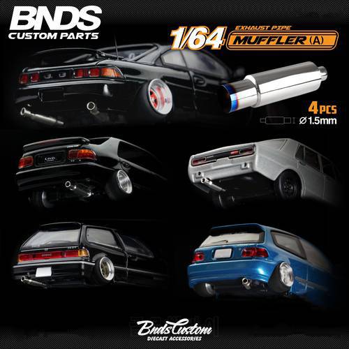 BNDS New 1/64 Metal Modified Parts Small Scale Exhaust Pipe Muffler Racing Style Pedal Set For Model Car Racing Vehicle Toy
