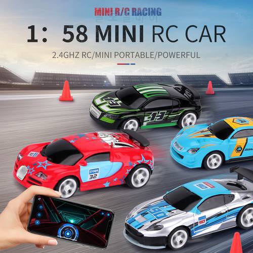 2.4G Multiplayer 1/58 Mini RC Racing Cars APP Control Chargable Many Friend Play Together Remote Racer Cola Can Toys Vehicle