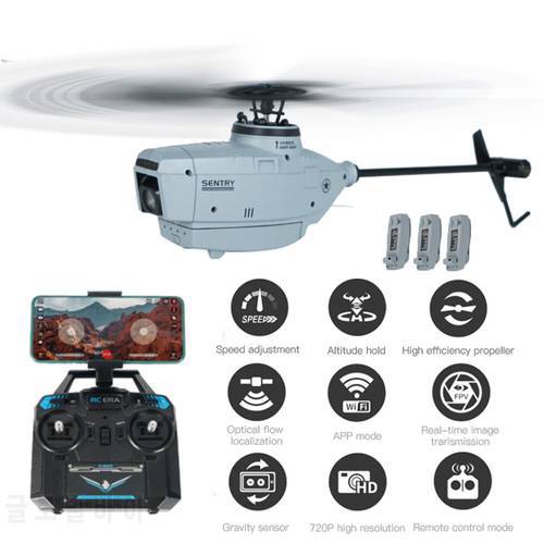 RC ERA C127 RC Helicopter 2.4G 6 Axis Gyro Drone With Camera 720P Optical Flow Localization Flybarless RTF Sentry RC Drone Toys