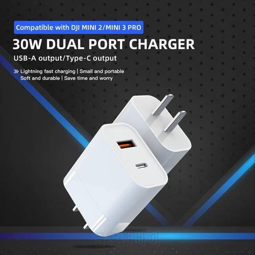 USB Type-c Fast Charger For DJI Mini 3 Pro/Mini 2 Charging Hub Dual Port Charger GAN Gallium Nitride Charging Drone Accessories
