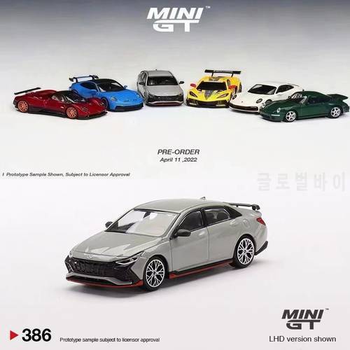 MINI GT 1:64 Model Car Hyundai Elantra N Cyber Grey Alloy Die-Cast Vehicle 386 LHD