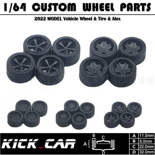 Xcartoys 1/64 ABS Wheels For Hotwheels Rubber Tire Assembly Rim Custom Modified Parts JDM Model Car Model Tires