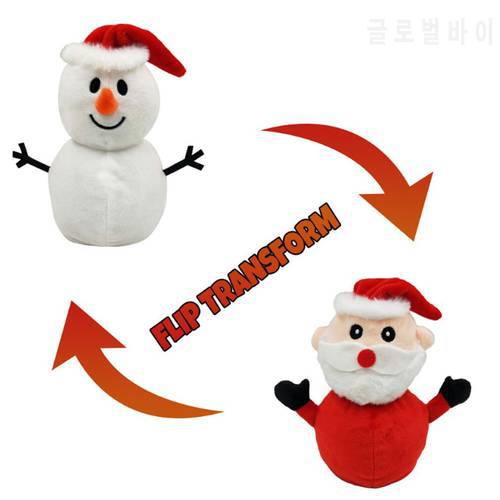 Reversible Flip Santa Stuffed Plush Doll Soft Simulation Plush Toy Christmas Plush Doll Filled Plush Child Santa Toy