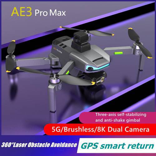 AE3 Pro Max GPS Drone Professional 8K Dual Camera 3Axis EIS Gimbal 5G Wifi FPV Folding Brushless Motor Quadcopter RC Drones Toys