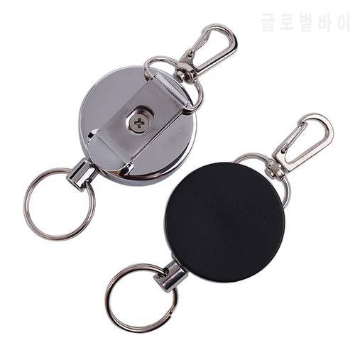 2Pcs/lot Semi-metal Retractable Key Reel Recoil Pull Key Chain Ring Ski Pass ID Card Badge Holder With Belt Clip Outdoor Tool