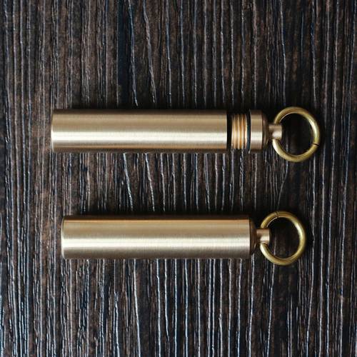 Brass Waterproof Canister Keychain Medicine Toothpick Bottle Outdoor Camping Small Tool