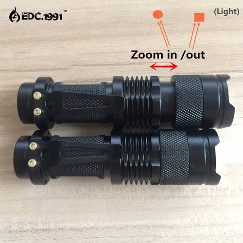 high-quality Survival kit Mini Black CREE 2000LM Waterproof LED Flashlight 3 Modes Zoomable LED Torch penlight EDC TOOL