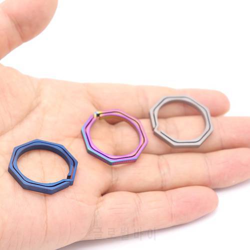 Titanium Alloy Ti TC4 Octagon Key Chain Ring Keychain Holder CNC 30mm EDC Clip Hanging Buckle Snap Carabiner Snap 8-sided Hook