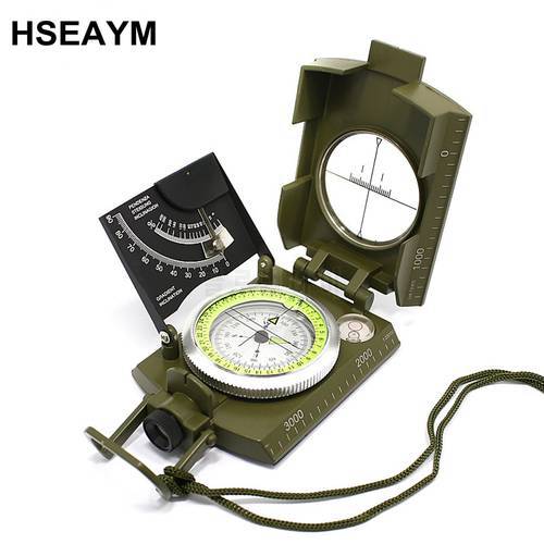 K4074 Compasses Tilt Meter Army Green Color American Multifunctional Luminous Handheld Compass With Ruler Level Outdoor Guide