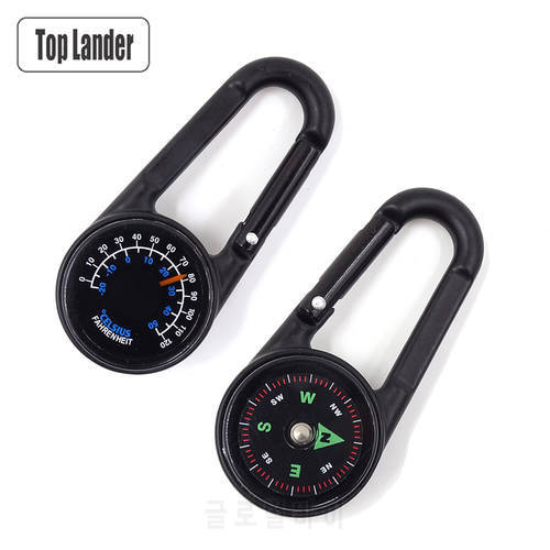 1 Pcs Multifunctional Keychain Compass Thermometer Camping Hiking Tourist Outdoor Survival Mini Carabiner Key Ring Tools
