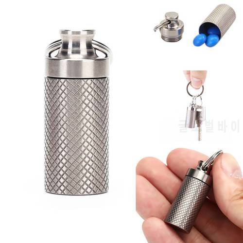 Outdoor Waterproof Canister Titanium Alloy Canister Medicine Seal Capsule Bottle Keyring Multi Tools