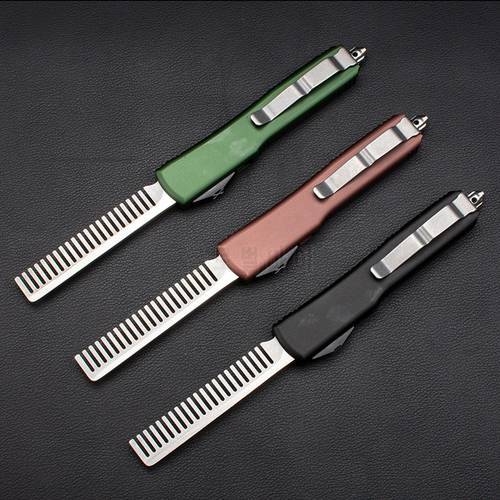 New Products Micro Technology Stainless Steel Aviation Aluminum Handle Metal Comb Creative Straight Jump Tactical Comb EDC
