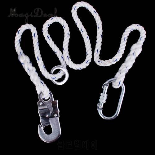 MagiDeal Rock Climbing Tree Arborist Fall Arrest Safety Lanyard Rope Strap With Hook Carabiner for Outdoor Mountaineering Hiking