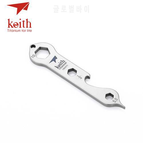 Keith Pure Titanium Multifunctional EDC Tool Hex Wrench Bottle Opener Spanner Portable Outdoor Camping Hiking Flat Screwdriver