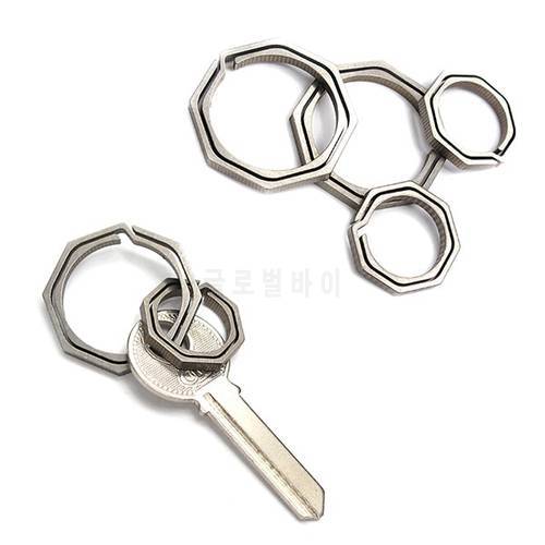 Gossip Key Ring Outdoor TC4 Titanium Alloy Key Ring CNC Machining Octagon EDC Keychain Buckle