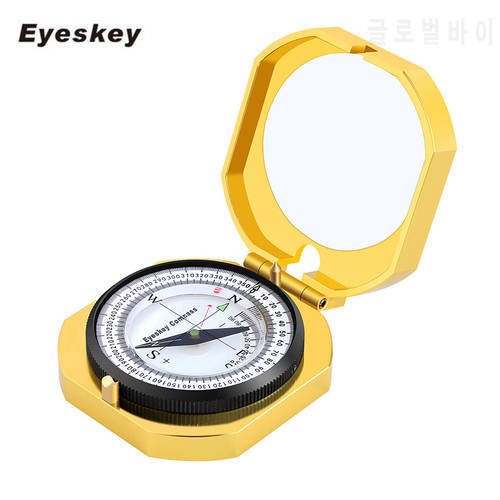 Eyeskey Navigation Metal Golden Compass Handheld Lightweight Luminous Hunting Camping Geological Pocket Compass