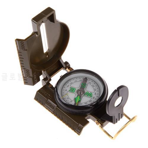 Army Green Lens Compass American Military Multifunction Mini Camping Climbing Outdoor Tools Portable Folding Campass