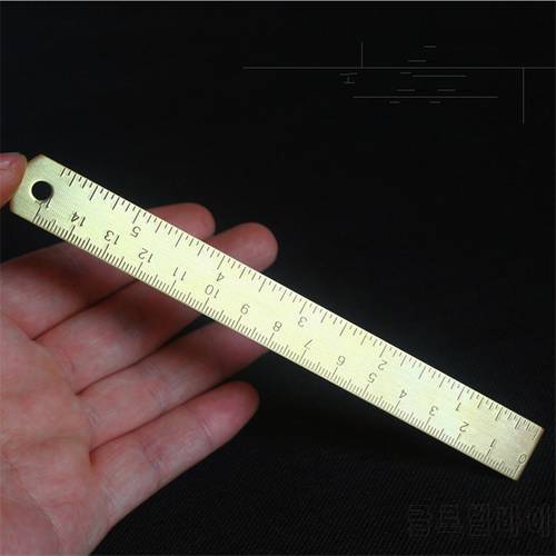 EDC Outdoor Pocket Tool Brass Mini Portable Straightedge Accurate Measurement 15CM Scale Measuring Tool Play Pieces