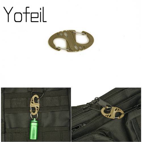 10Pcs/Lot Outdoor S Type Backpack Clasps Climbing Carabiners Keychain Camping Bottle Hooks Paracord Tactical Buckles