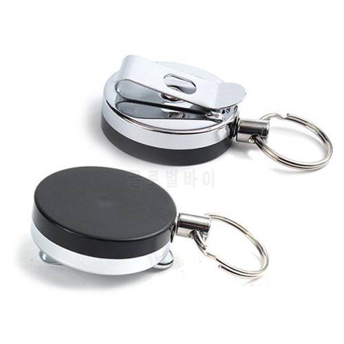 2 pcs/lot Retractable Reel Recoil Pull Key Ring Chain CSteel Wire Belt Clip Ski Pass ID Card Badge Holder