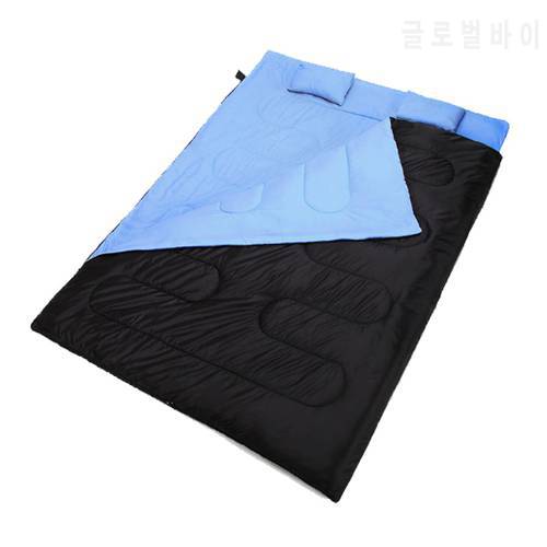Lightweight Autumn Winter Thick Warm Double Sleeping Bag Outdoor Camping Hiking Climbing Sleeping Bags with Pillows Envelope Bag