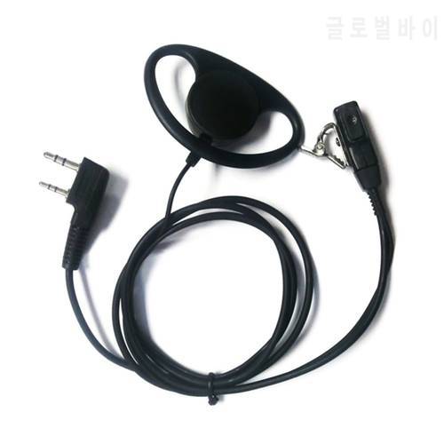 10PCS/LOT Ultradio D-Shape Interphone Earpiece 2 Pin MIC PPT Ear Hook Headset for Baofeng/Kenwood/TYT Walkie Talkie