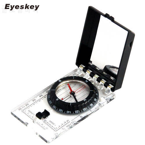 Eyeskey Multifunctional Compass with Ruler Compact Handheld Outdoor Camping Equipment Lanyard Mirror for Camping and Hiking