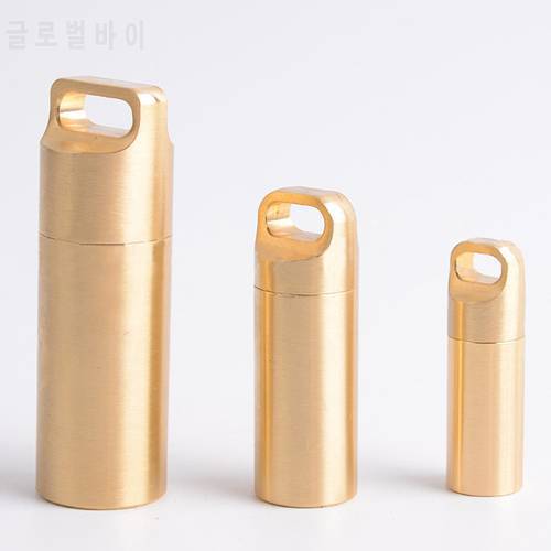 S/M/L Brass Waterproof Canister Keychain Medicine Bottle Outdoor Camping Tool
