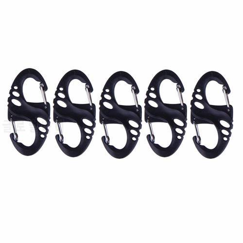 10PCS Outdoor Camping Hiking Survival 8 shape Plastic Steel Climbing S-biner Carabiner Clip Snap Hook Keychain EDC Tool Buckle