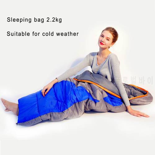 Outdoor camping 2.2kg adult envelope style Sleeping bag waterproof keep warm Suitable for autumn winter -5 degree centigrade