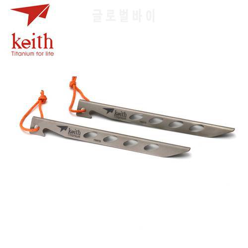 2Pcs/Lot Keith Pure Titanium Tent Pegs Stakes Tents Nails Outdoor Tent Building Accessories Camping Hiking Only 15g