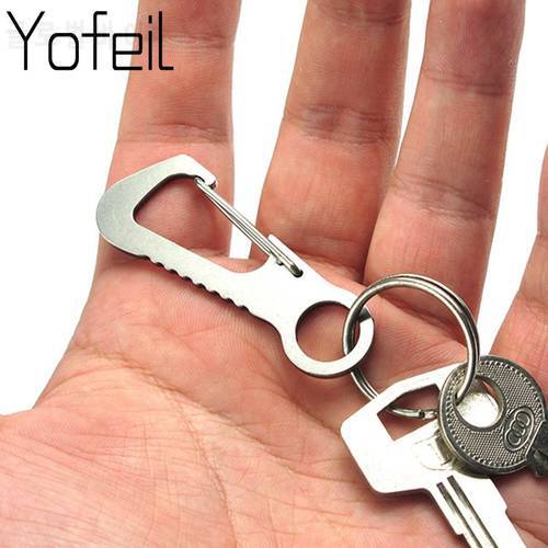 1 PCS Outdoor Stainless steel Carabiner Keychain with hanging bearing D type Buckle Opener Quick Release Hook Waist Buckle