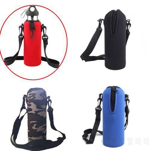 Neoprene 750ml Water Bottle Carrier Insulated Cover Bag Holder Strap Travel Pouch Shoulder Strap Holder for Camping Cycling