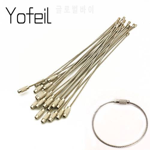 10pcs High Quality Metal Wire Ring Keychain Stainless Steel Wire Rope Creative carabiner Keys Hanging Cable Edc Outdoor Tools