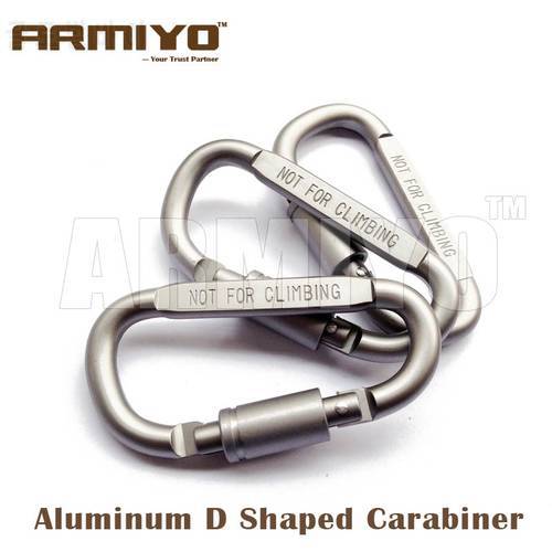 Armiyo Aluminum Alloy D Shaped Carabiner Screw Lock Bottle Hook Buckle Hanging Padlock Key Chain Clip Camping Hiking Kits