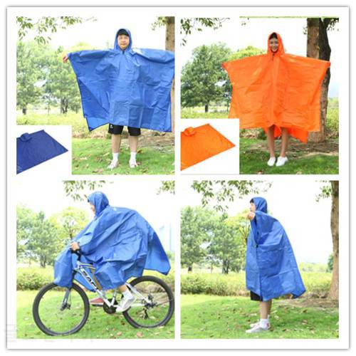 Multi-purpose Outdoor Poncho Bicycle rain wear Camping Tent Mat Travel Equipment Orange/Blueling Travel kit