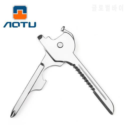 Camping Utility Key 6-in-1 Multifunctional Tool for Outdoor Portable Stainless Steel Folding Screwdrivers and Home Repair Gadget