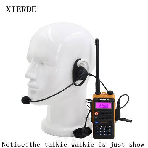 2 Pin D-Shape Tactical Headset PTT Mic Earhook Earpiece Earphone for Baofeng Kenwood Talkie Walkie Radio