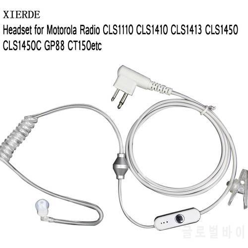 Ear Hook 2-Pin Earpiece Mic PPT Headset for Motorola Two Way Radio cls1110 cls1410 cls1413 cls1450 cls1450c XTN Series