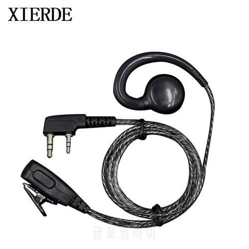 2 Pin K Type Plug Earpiece Headset with PTT Mic for BAOFENG For KENWOOD Walkie-talkie C Type Ear Hook Earphone