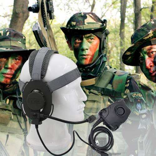 Tactical Bowman Elite II Headset with PTT for Kenwood Wearable Earphone 2 Pin Unilateral Walkie Talkie Radios Military Earpiece