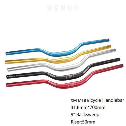 XM MTB Bicycle Handlebar Riser Handlebar 31.8mm*700mm Aluminum Alloy Mountain Bike Rise Bar Thick Tube 9 degree Backsweep