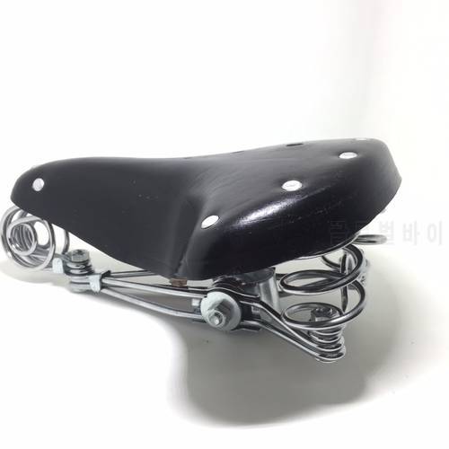 Bicycle Saddle 100% Pure Leather Spring Saddle Old Style Outdoor Riding Accessories Multiple Styles