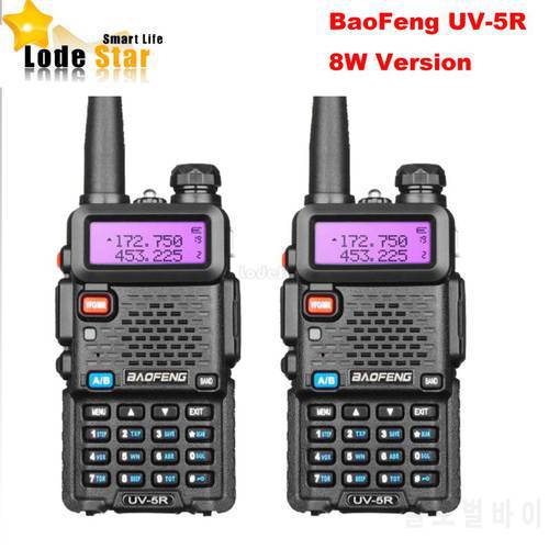 Baofeng UV-5R Upgrade 8W UV 5R Portable Walkie Talkie Dual band VHF UHF Two Way Radio 136-174/400-520 ham cb Comunicador 2 pcs