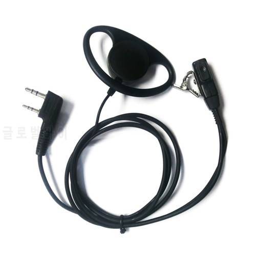 Ultradio D-Shape Interphone Earpiece 2 Pin MIC PPT Ear Hook Headset for Baofeng/Kenwood/TYT Walkie Talkie