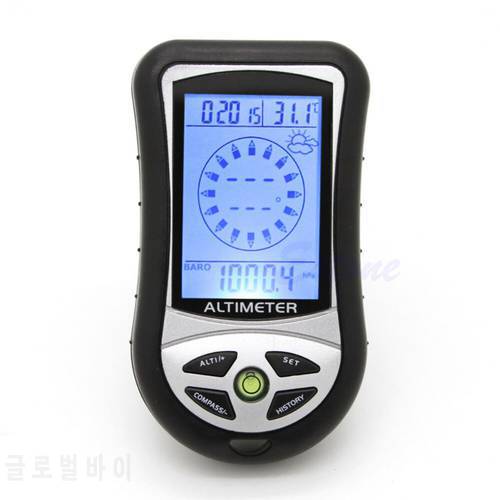 Digital 8 in 1 LCD Compass Barometer Altimeter Thermo Temperature Clock Calendar 8in1 digital altimeter+ Lanyards