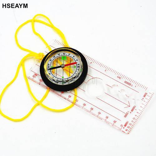 HSEAYM Drawing Scale Compass Folding Map Ruler Survival Tool Car Camping Hiking Pointing Guide Portable Handheld Compass