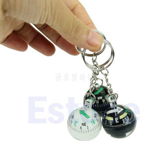 1pc Ball Keychain Liquid Filled Compass For Hiking Camping Travel Outdoor Survival