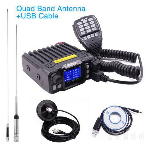 QYT KT-7900D Quad Band 136-174MHz/220-260MHz/350-390MHz/400-480MHZ 25W Mobile Radio 200 Channels Colorful Screen Car Radio