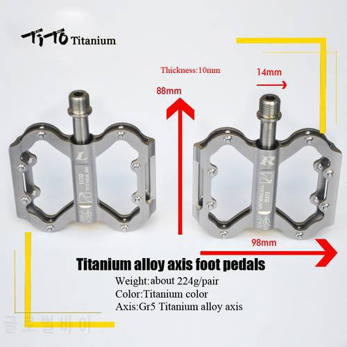 TiTo Ultralight Pedal titanium Bicycle pedal Titanium alloy axis bike pedals MTB Cycling Titanium Bike 1 pair titanium pedal
